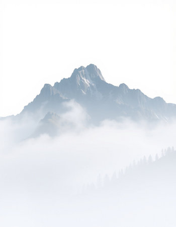 Mountains in the fog. Caucasus Mountains, Georgia, region Gudauri.