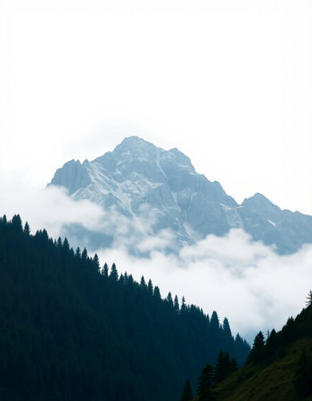 mountain landscape with fog in the italian dolomites
