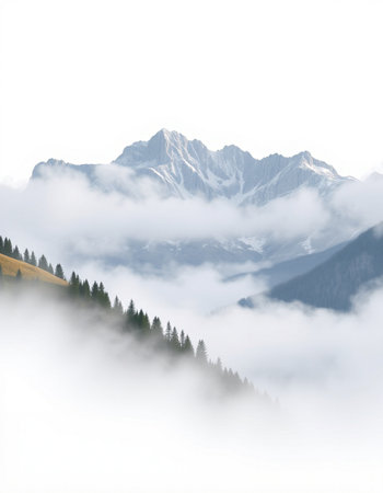 Mountain landscape in the clouds.