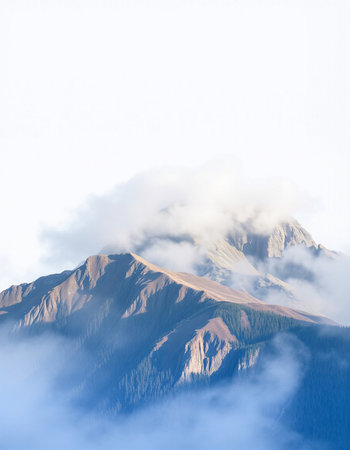 Mountains in the clouds. Caucasus, Russia. View from above.