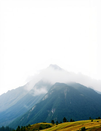 Mountains in the clouds on a foggy day. Caucasus, Russiaの写真素材