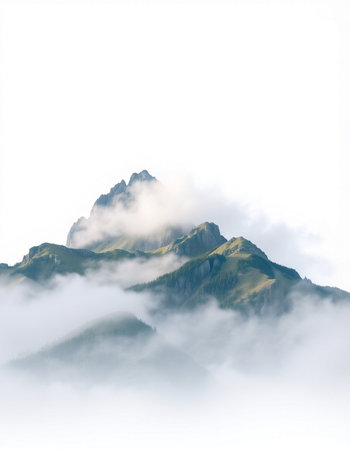 mountains in the clouds on a foggy day, Caucasus, Russia