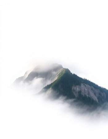 mountain with fog in the morning on a foggy day.