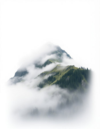 Foggy mountain landscape on a foggy day. Caucasus, Russia