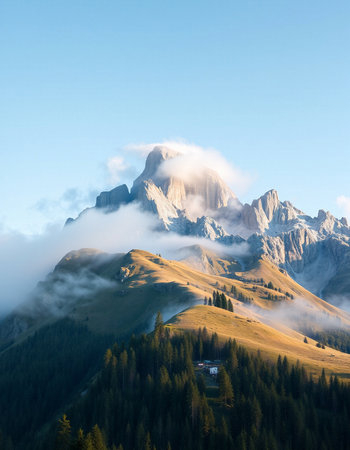 Sunrise in the Dolomites. Italian Dolomites.の写真素材