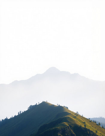 Mountain landscape with fog and mist on the top of the mountain