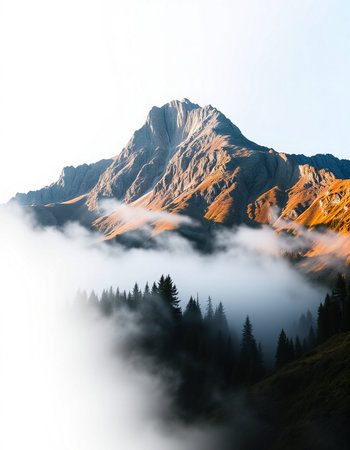 Beautiful mountain landscape in the morning mist.