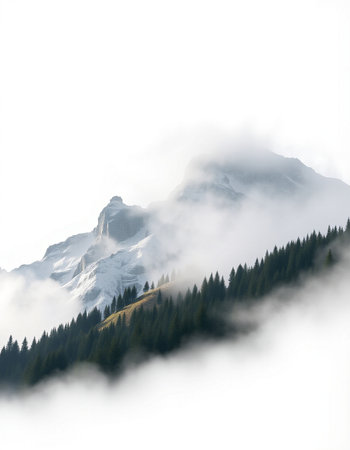 Mountain landscape with clouds and fog.の写真素材