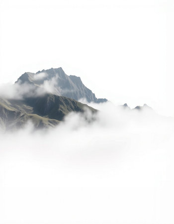 mountains in the clouds on a foggy day, Caucasus, Russiaの写真素材