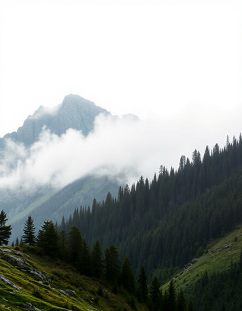 Carpathian mountains in fog. Ukraine, Carpathiansの写真素材