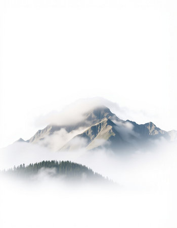 Mountains in the fog on a misty morning. Caucasus, Russia