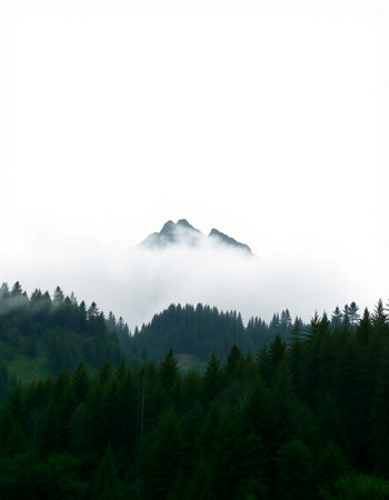 Mountain landscape on a foggy day in the Carpathians
