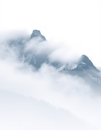 Foggy mountains in the Swiss Alps, Switzerland, Europe.の写真素材