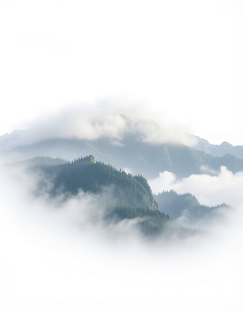 Mountain landscape with fog and cloud in the morning, north china.