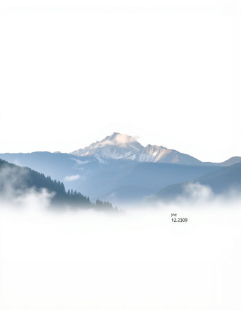 Mountains in the fog. Mountain peaks in the fog. Winter landscape.