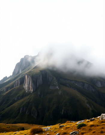 Mountain landscape in the clouds. Dolomites, Italy.
