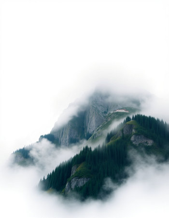 Mountain landscape with clouds and fog in the italian alps
