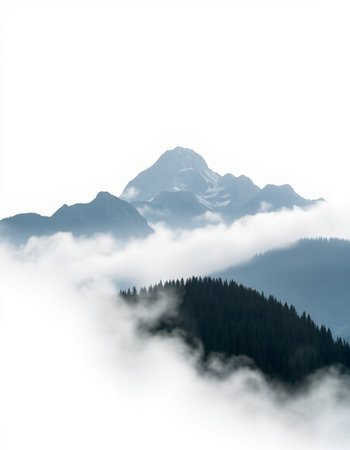 Mountains in the clouds on a foggy day. Caucasus, Russia