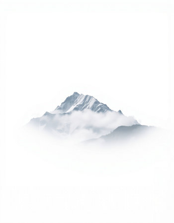 Mountains in the fog. Isolated on a white background.
