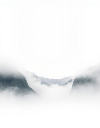 Foggy mountain landscapeの写真素材