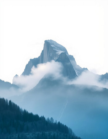 Mountains in the fog in the morning.