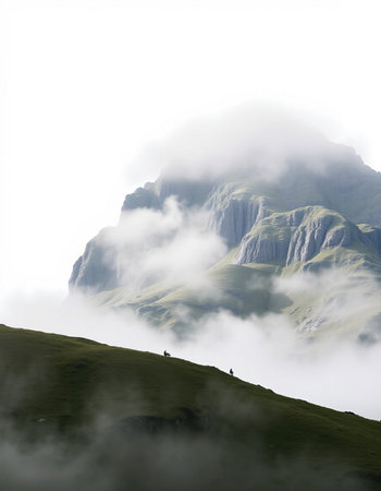 Foggy landscape in the Dolomites, South Tyrol, Italy