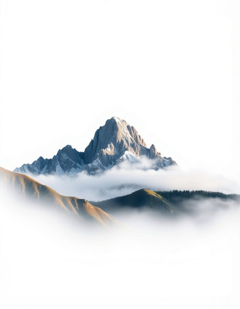 Mountains in the fog on a cloudy day.の写真素材