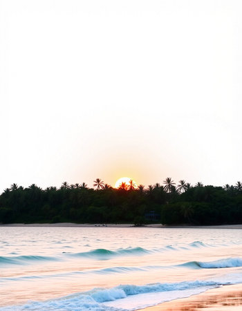 Beautiful sunset on the beach in the tropics. Landscape.の写真素材