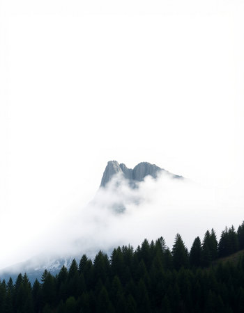 Mountain landscape with fog in the italian dolomites