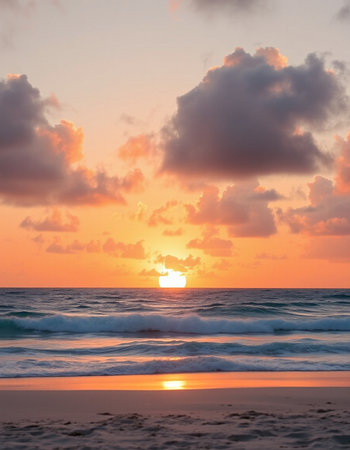 Beautiful sunset on the beach in the tropics. The concept of summer vacationの写真素材