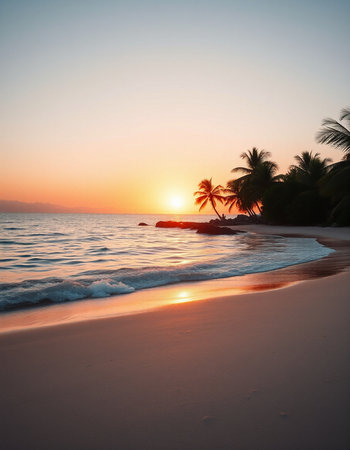 Beautiful sunset on the beach in Sri Lanka. Vintage style.の写真素材
