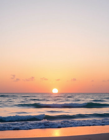 Beautiful sunset on the beach and sea