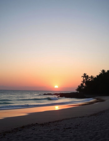 Sunset on the beach of the island of Zanzibar