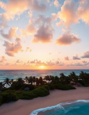 Beautiful tropical beach and sea with coconut palm tree at sunset time - Vintage Filterの写真素材