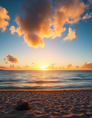 Beautiful seascape at sunset. Composition of nature.の写真素材