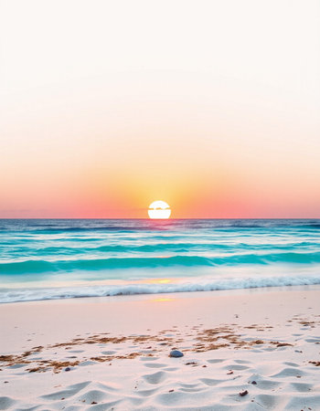 Beautiful tropical beach sea and sand at sunset time for travel and vacation