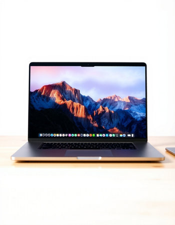 Computer website on laptop in a studio environment