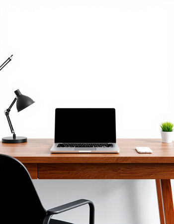 Close up of modern workplace with laptop, coffee cup and other items. Mock up