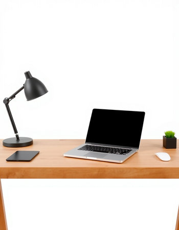 Laptop on a wooden table.