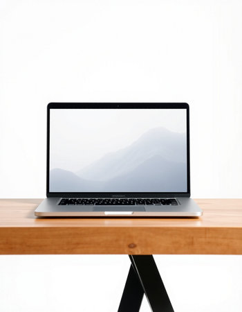 Laptop on the table isolated on white background with clipping path.