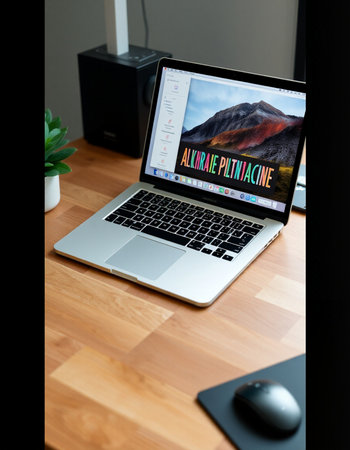 Laptop screen with website on the screen. All screen graphics are made up.