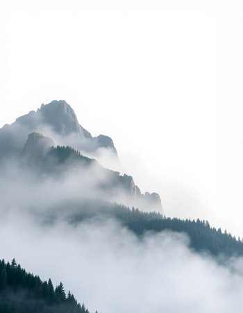 Mountain landscape with fog