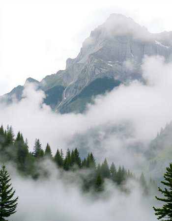 Mountains in the clouds, Dolomites, South Tyrol, Italy