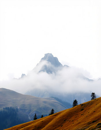 mountains in the clouds of Dolomites, Veneto, Italy