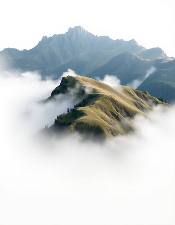 Mountain landscape in the clouds. Dolomites, Italy.