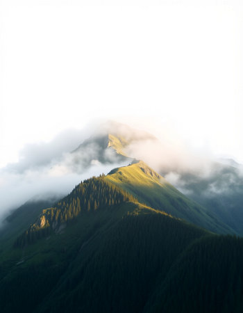 Mountains in the clouds. Beautiful mountain landscape. Mountain range.の写真素材