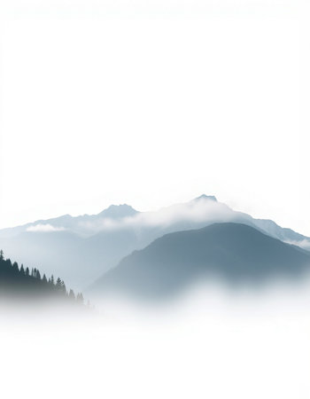 Mountain landscape with fog in the morning,Silhouette background