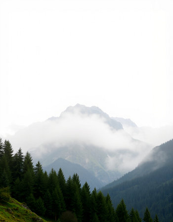 Mountain landscape with fog in the morning. Sochi, Russia.