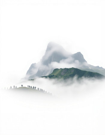 Mountains in the fog, natural landscapebe used as backgroundの写真素材