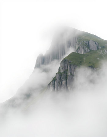Mountain landscape with fog and clouds in the italian alps